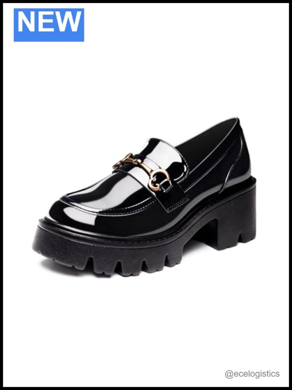Chunky Platform Loafers - Slip-On Leather Work Shoes with Block Heel